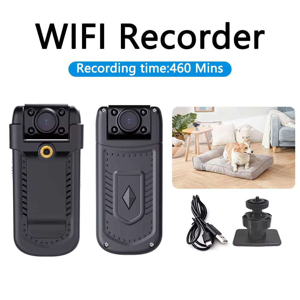 Mini Camera with 130° Wide Angle and Emergency Recording Mini Camera, 1080P HD Video Recorder Action Camera Wifi / Bluetooth